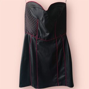 Zara Strapless Black Dress with Red Trim